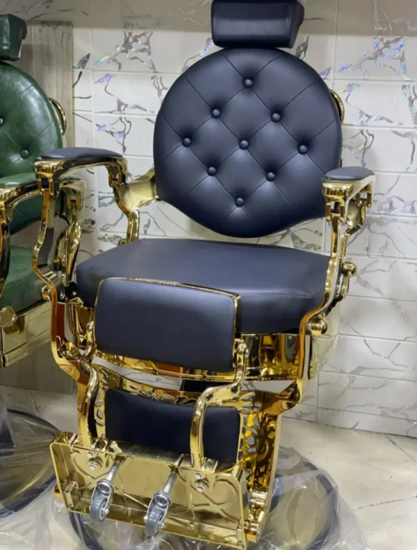 Fauteuil de Barbier de Luxe Doré & Noir – Élégance et Confort Premium ngparfumerie maroc